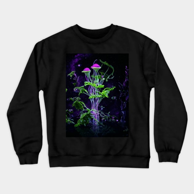 Mushroom Stems in Space Crewneck Sweatshirt by Pebbles Joy Designs